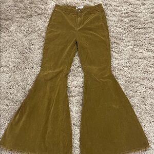Free People Flared Corduroy Pants in Mustard